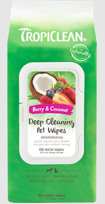 Tropiclean Deep Cleaning Dog Body Cleansing Wipes with Fragrance Purple