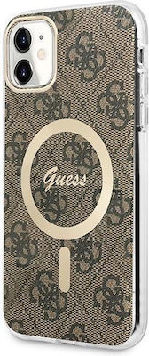 Guess MagSafe + Wireless Charger Apple iPhone Umschlag Rückseite Kunststoff / Silikon Braun (iPhone 11) GUBPN61H4EACSW