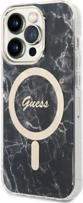 Guess MagSafe + Wireless Charger Apple iPhone Umschlag Rückseite Silikon / Kunststoff Black (iPhone 14 Pro) GUBPP14LHMEACSK