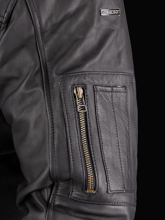 Nordcode Spitfire Bărbătesc Geacă de motocicletă De piele 4 Sezoane Waterproof Negru