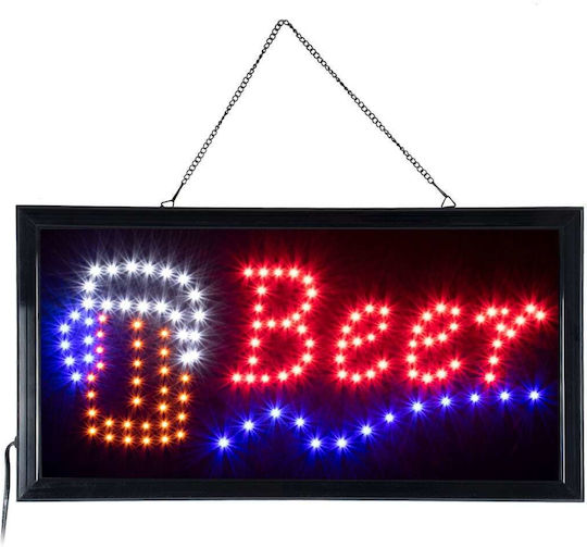 GloboStar Επιγραφή LED Μονής Όψης Αδιάβροχη 48x25cm Κόκκινο / Μπλε / Πορτοκαλί