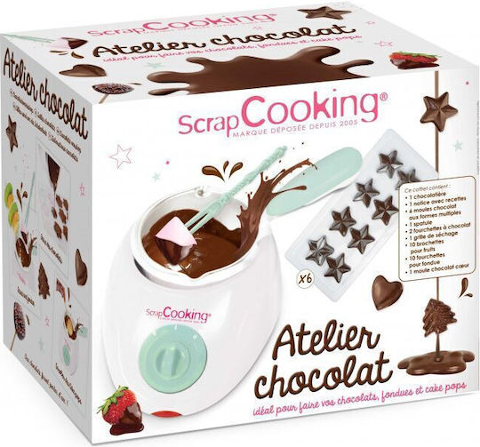Scrap Cooking Σκεύος για Φοντύ Ηλεκτρικό από Ανοξείδωτο Ατσάλι 2 Ατόμων Λευκό