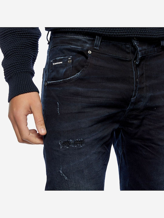 Men's Elastic Jeans Pants with Regular Fit Navy Blue