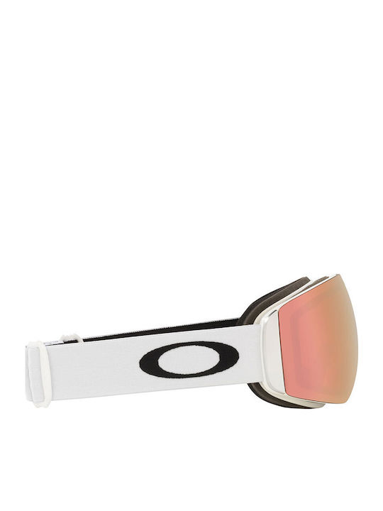 Oakley Flight Deck Mască de Schi & Snowboard pentru Adulți, Albă, cu Lentilă Fumurie Roz