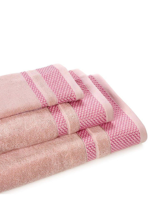 Cryspo Trio Σετ Πετσέτες Μπάνιου 3τμχ Alvor Old Rose Βάρους 550gr/m²