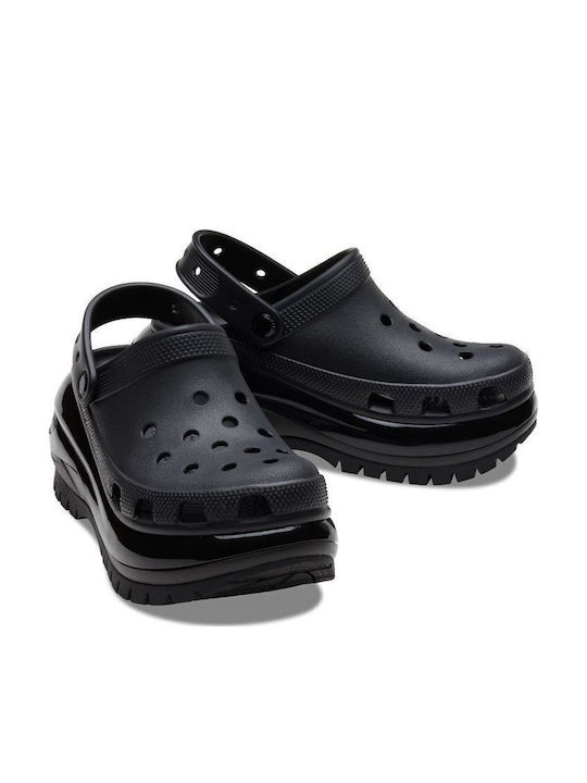 Crocs Classic Mega Crush Ανατομικά Σαμπό Μαύρα Crocs Classic Mega Crush Ανατομικά Σαμπό Μαύρα