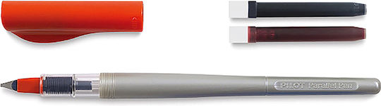 Pilot Calligraphy Fountain Pen 1.5mm Silver With Black Ink