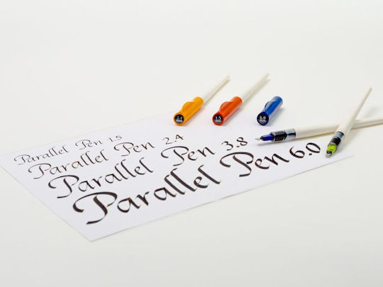 Pilot Calligraphy Pen Fine 2.4mm Silver with Blue Ink