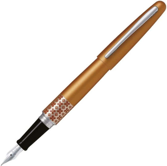 Pilot Πένα Γραφής Medium 1mm Πορτοκαλί από Ατσάλι με Μπλε Μελάνι
