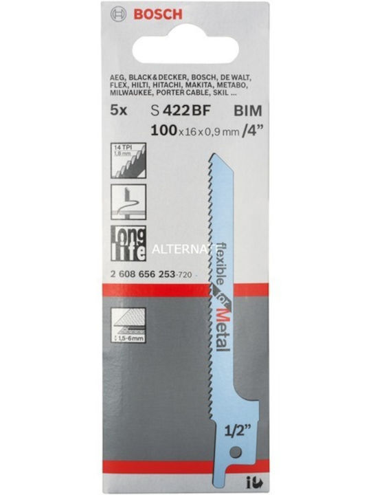 Bosch S 422 BF Blade for Metal 100mm 5pcs
