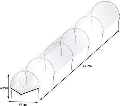 Aria Trade AT00013127 Greenhouse Tunnel with Metal Frame 3x0.55x0.4m