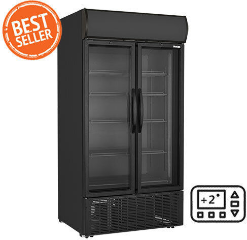 Lappas LP-1000 Kühlschrank Bier 1000Es Doppeltürig H200xB89xT79.2cm Schwarz