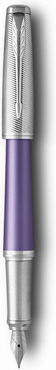 Stilou Medium 0.8mm Violet Din Aluminiu Cu Cerneală Roșie