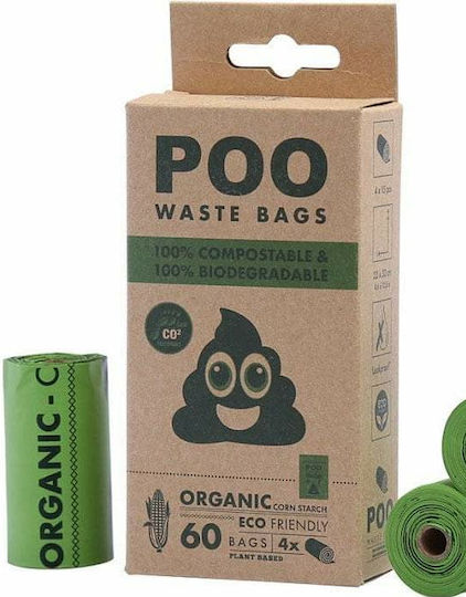 M-Pets POO Bio Waste Bags Hundekotbeutel 4 Rollen von 15Stück
