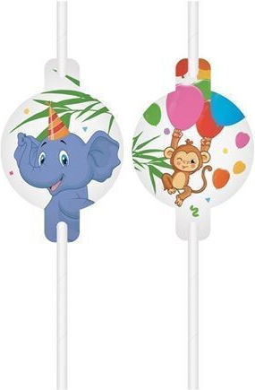 Procos Jungle Balloons Καλαμάκια Χάρτινα Πολύχρωμα 4τμχ