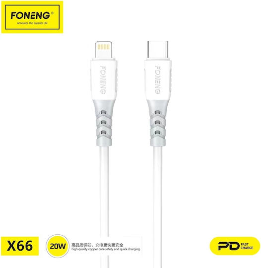 Foneng X66 USB-C to Lightning Cable 20W Λευκό 1m (516743)