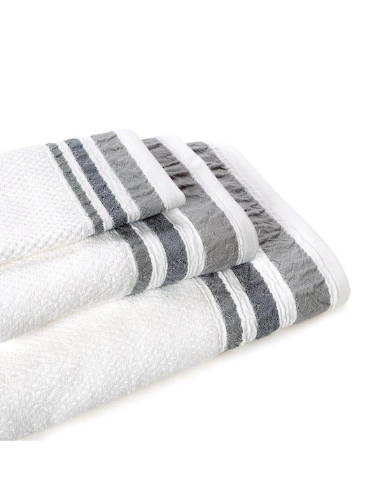 Cryspo Trio Σετ Πετσέτες Μπάνιου 3τμχ Plade Grey Βάρους 550gr/m²