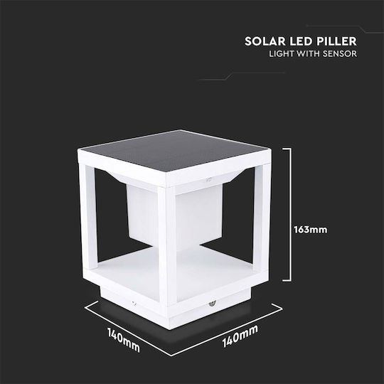 V-TAC Solar Light Floor 2W 90lm Warm White 3000K with Motion Sensor and Photocell IP65 14cmx14cmx16.3cmcm