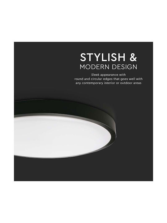 V-TAC Outdoor Ceiling Flush Mount with Integrated LED in Black Color 7638
