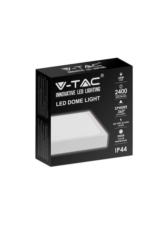 V-TAC Πλαφονιέρα Οροφής Εξωτερικού Χώρου με Ενσωματωμένο LED σε Λευκό Χρώμα 7629