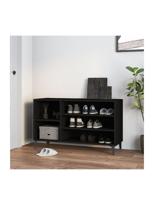 Wooden Shoe Organizer with 3 Shelves Black 102x36x60cm