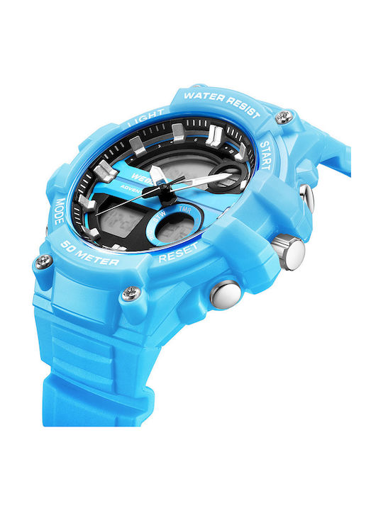 Weide Analog/Digital Herrenuhr Chronograph Batterie mit Blau Kautschukarmband