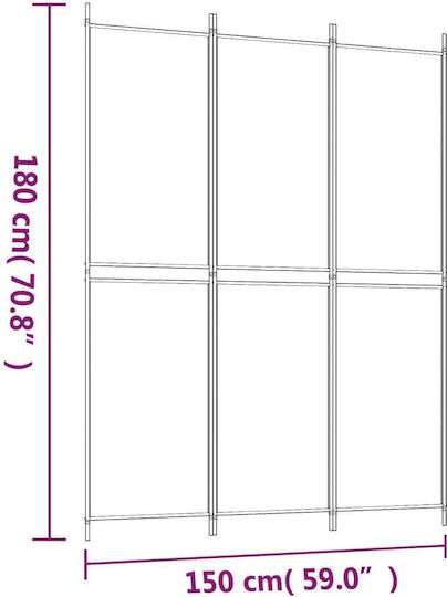 vidaXL Dekorativer Raumteiler Stoff mit 3 Paneelen 150x200cm