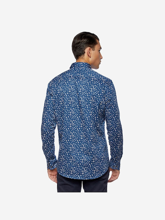 Brokers Jeans Herrenhemd Langärmelig Blumen Blau