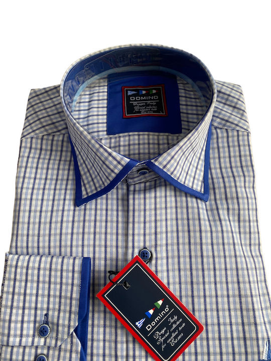 Domino Men's shirt plaid blue color