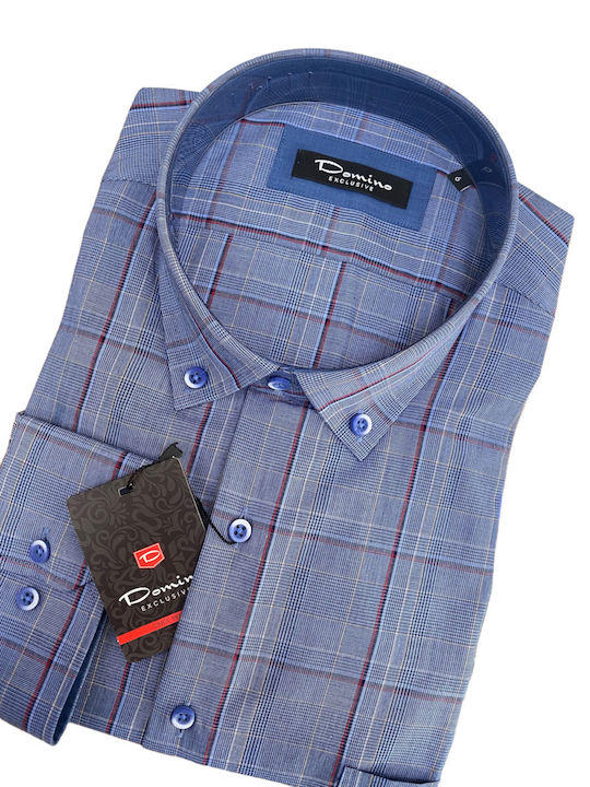 Domino Men's shirt plaid blue 32172