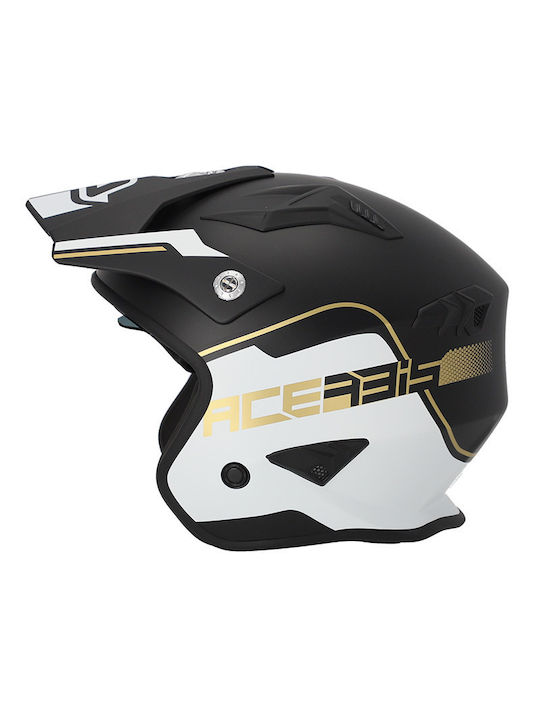 Acerbis Aria White/Black/Gold Motorcycle Helmet Jet ECE 22.06 1050gr with Sunvisor