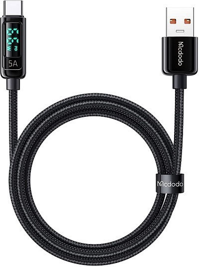 Mcdodo Visuelles Display Geflochtenes LED USB 2.0 Kabel USB Typ-C männlich - USB-A 66W PD Schwarz 1.2m CA-8690