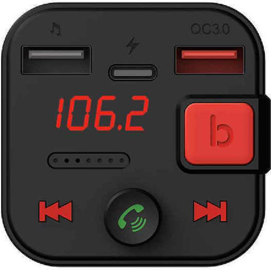 Savio FM Transmitter Αυτοκινήτου με Bluetooth / Type-C / USB