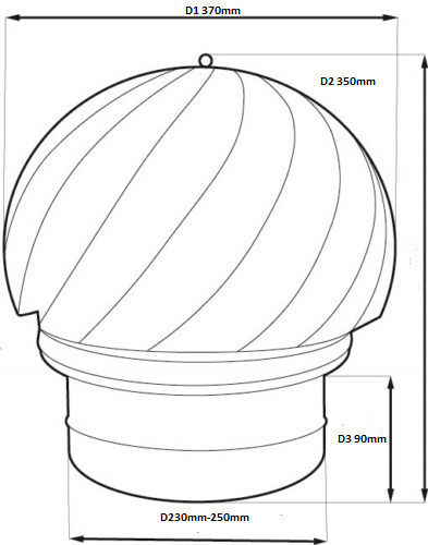 Cosmovent Περιστροφικό Καπέλο Καπνοδόχου Inox 230mm Ασημί