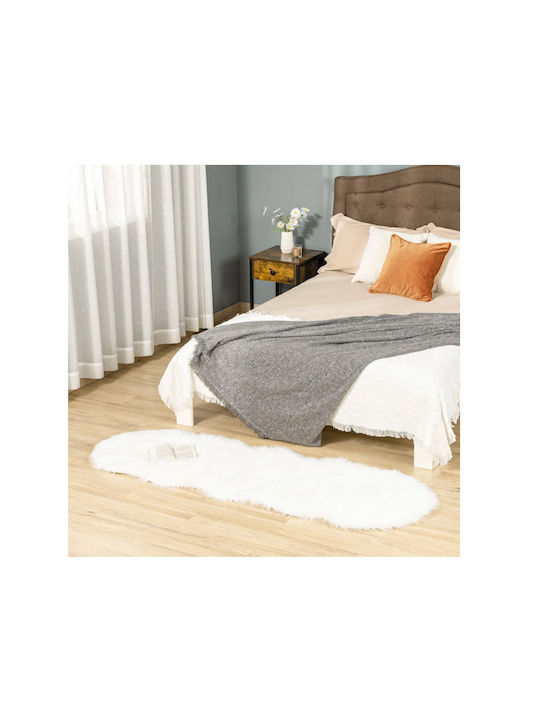 HomCom Rug Rectangular Furry White