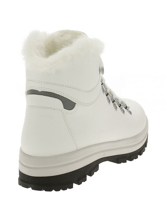 Olang Leather Snow Boots with Laces & Fur Paradise Wtx White