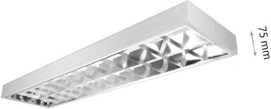 Power Led Metallic Fluorescent Ceiling Light LED 26W with 2 Light Bulb Places T8 Shape for G13 Base L120cm
