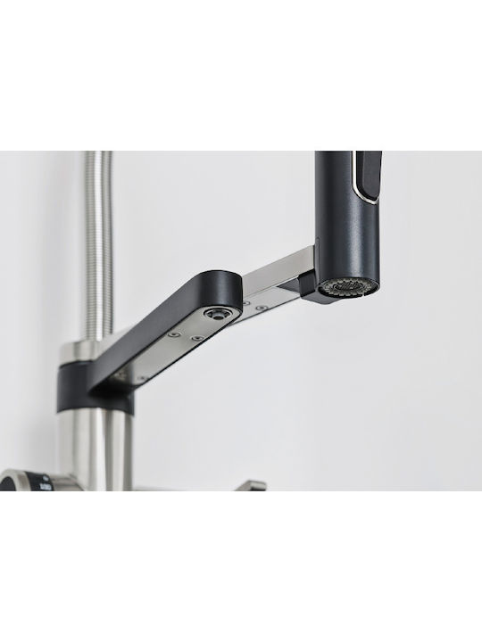 Blanco Evol-S Pro Ψηλή Μπαταρία Κουζίνας Πάγκου με Σπιράλ Inox Ασημί