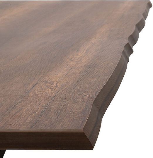 Table Dining Room Wooden with Metal Frame Walnut 140x80x75cm