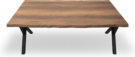 Table Dining Room Wooden with Metal Frame Walnut 140x80x75cm