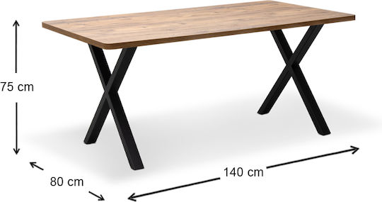Jeremy Masă Sala de mese Lemnoasă cu Schelet Metalic Acacia 140x80x75buc