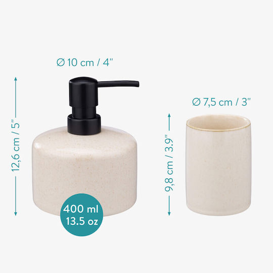 Navaris Badezimmer-Accessoire-Set Keramik Weiß 3Stück