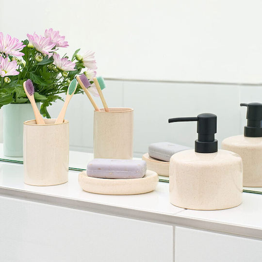 Navaris Badezimmer-Accessoire-Set Keramik Weiß 3Stück