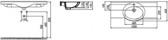Creavit Smile Ένθετος Νιπτήρας Πορσελάνης 105.4x49.5cm Λευκός
