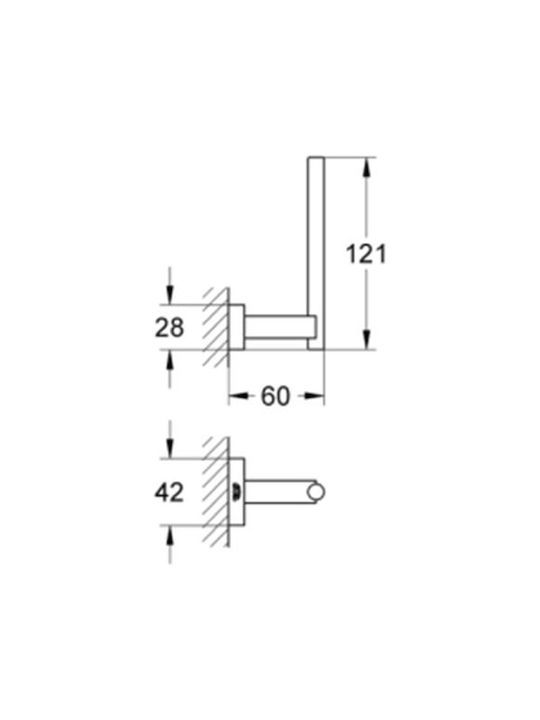 Grohe New Cube Επιτοίχια Χαρτοθήκη Inox Ασημί