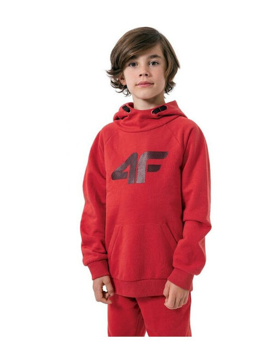 4F Kids Sweatshirt with Hood and Pocket Red