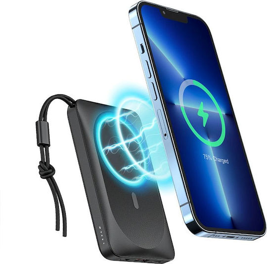 Veger MagOn Baterie Externă Magnetică Wireless MagSafe 10000mAh 22.5W cu Port USB-A și Port USB-C Power Delivery / Quick Charge 3.0 Neagră