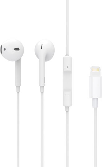 Leewello EJ-099 Earbuds Handsfree με Βύσμα Lightning Λευκό