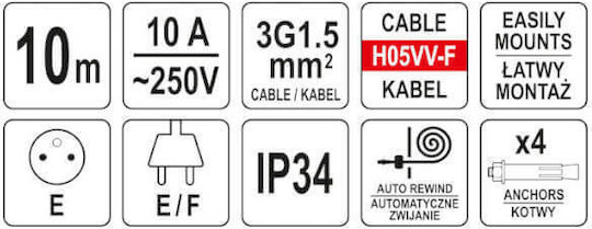 Yato Tip închis 1 loc cu cablu de 10m Roșie