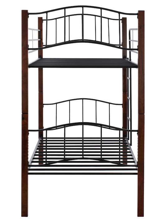 Kids Bed Bunk Single Black for Mattress 90x190cm